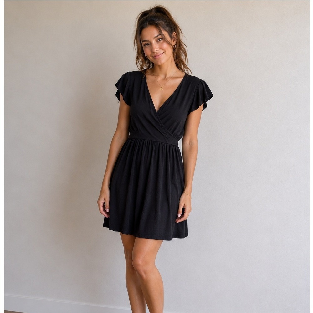 Michael Stars Flutter Sleeve Wrap Dress Wedding Guest‎ Career Office Minimalist